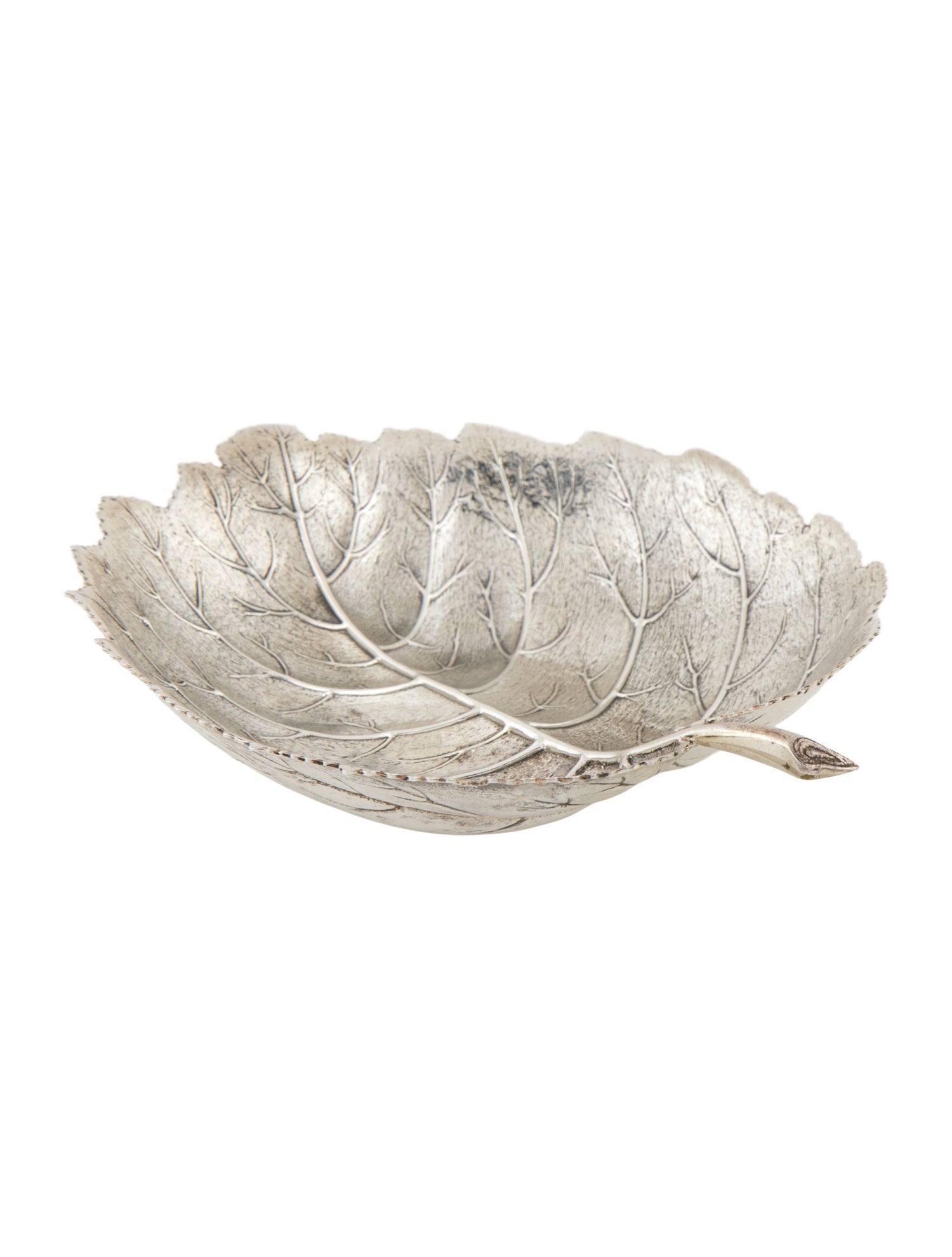 Buccellati Sterling Silver Medium Hazelnut Leaf Dish