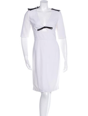 Burberry Prorsum Leather-Trimmed Midi Dress