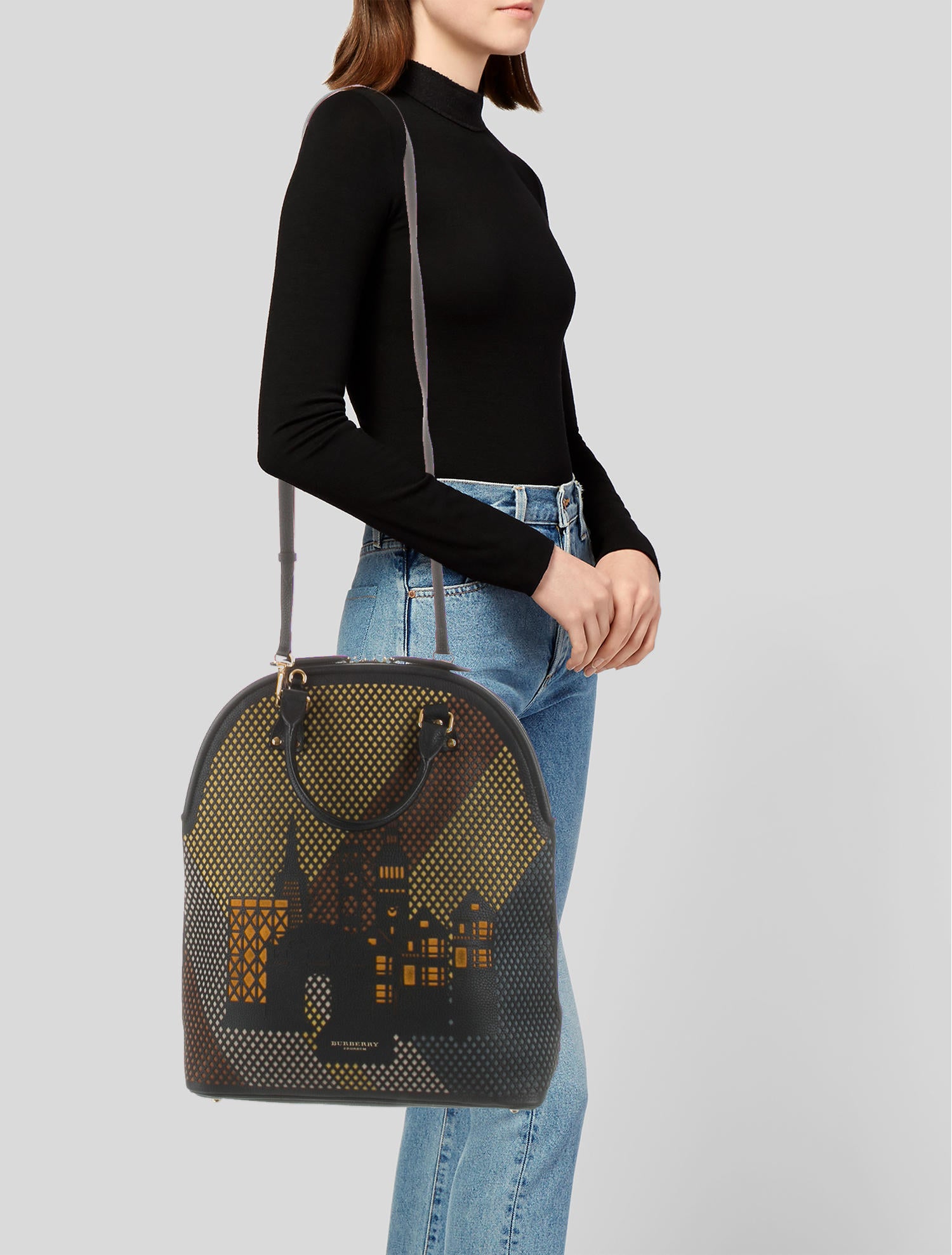 【極美品】BURBERRY PRORSUM シボ加工レザー スモールカメラバッグ Burberry Prorsum Laser Cut St. Ives Bag - Black Handle Bags