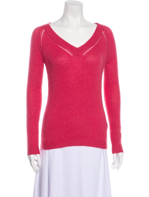 Burberry Prorsum Cashmere V-Neck Sweater Pink