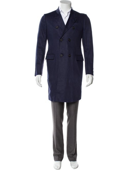 Burberry Prorsum Linen Double-Breasted Overcoat bl