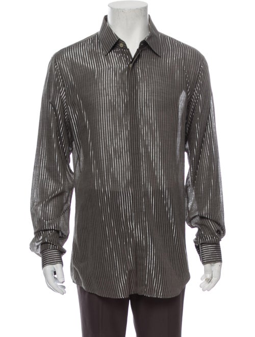 Burberry Prorsum Metallic Striped Striped Shirt Me