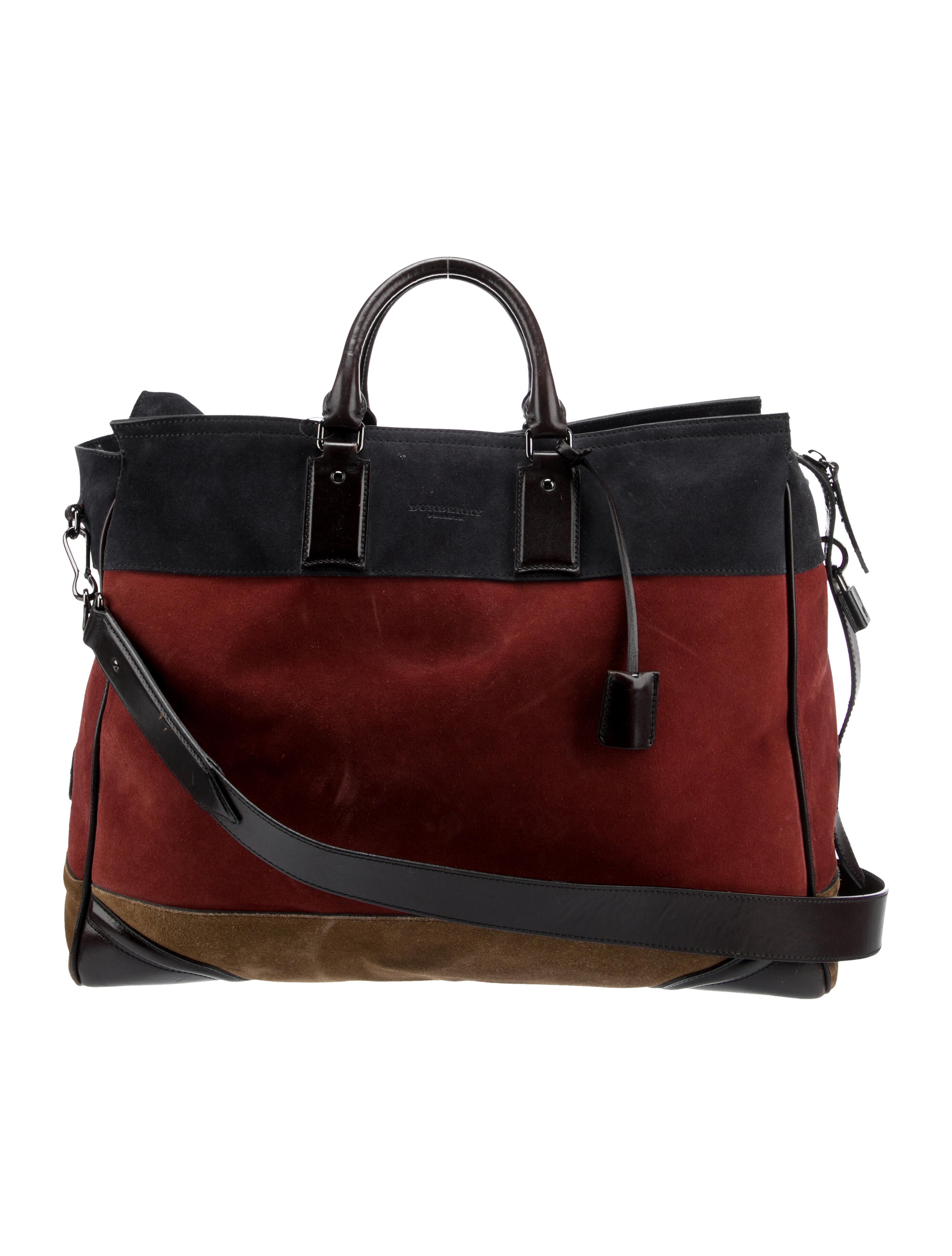 Burberry Prorsum Suede Colorblock Weekender - Red Luggage and