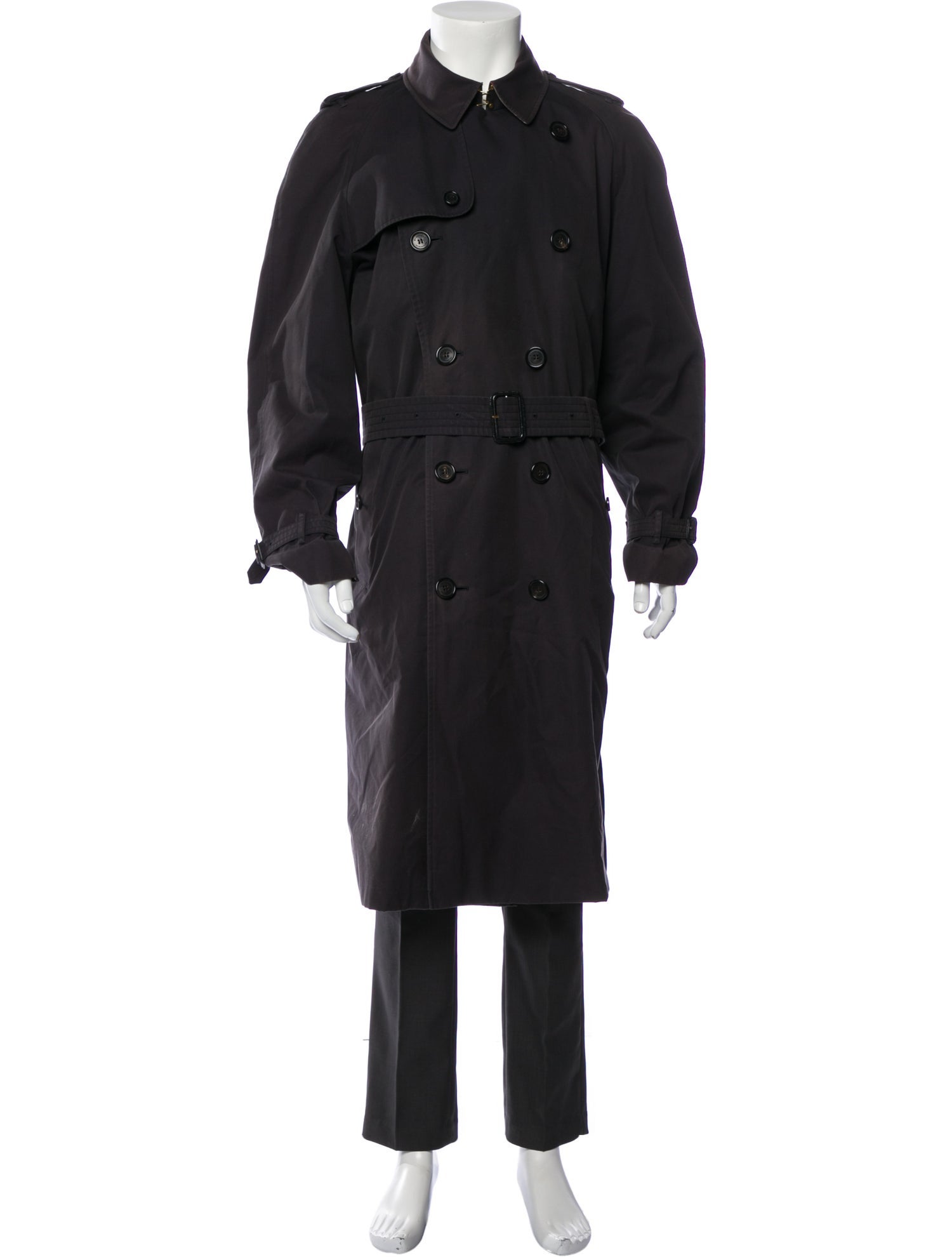GIORGIO ARMANI Trench Coat ジョルジオアルマーニ Giorgio Armani Trench Coat Black Size EU54 Men Embossed