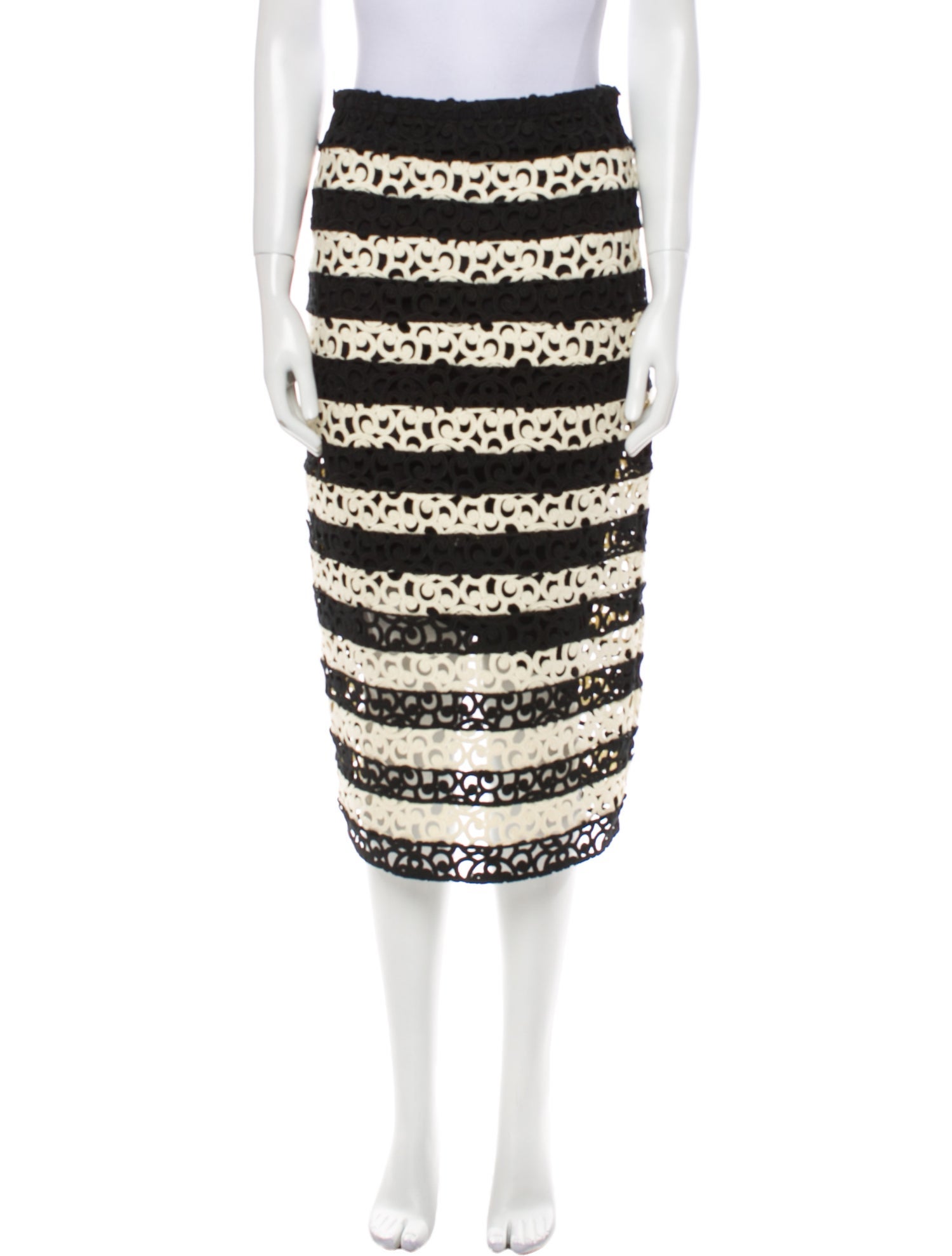 Burberry Prorsum Striped Midi Length Skirt