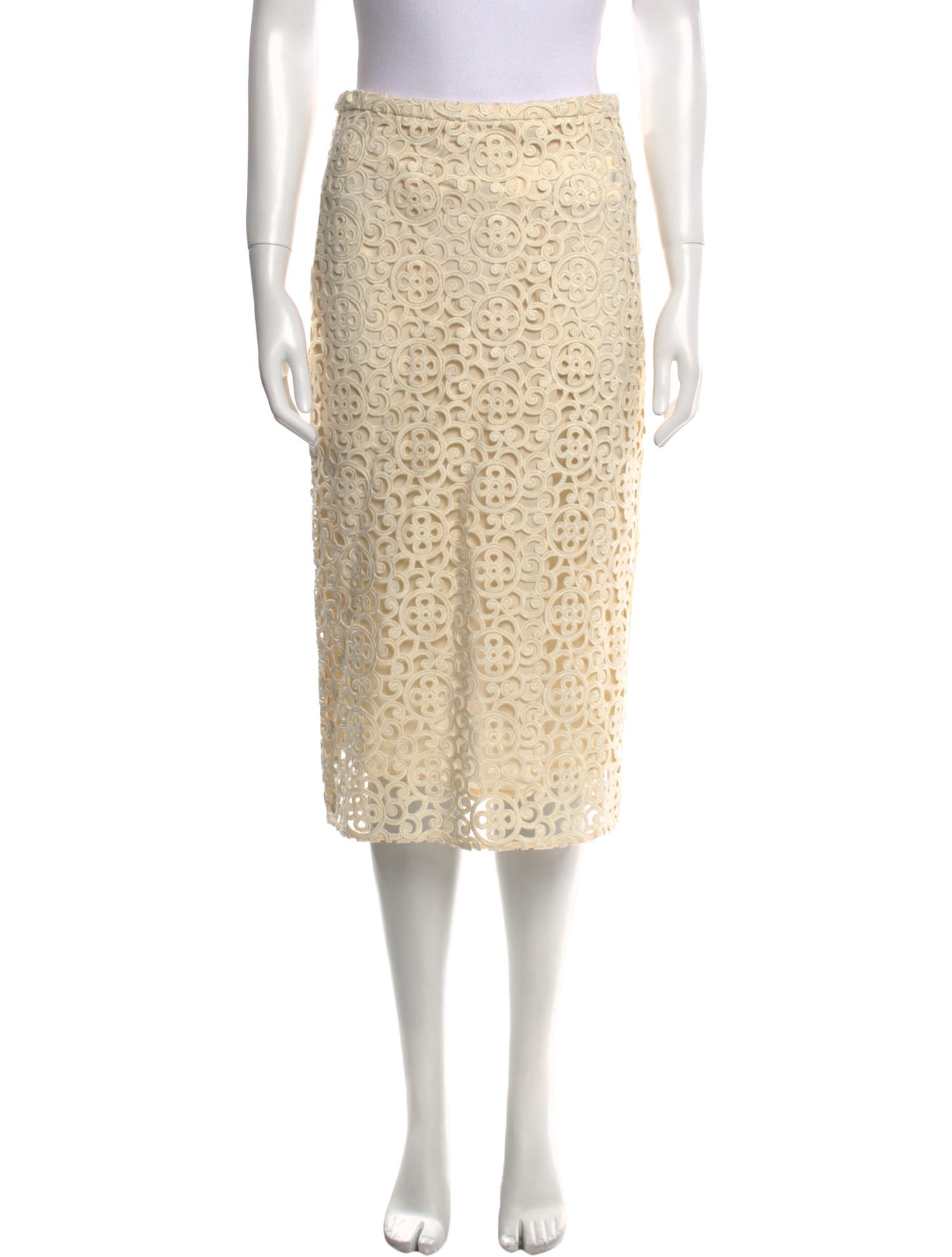 Burberry Prorsum Lace Pattern Knee-Length Skirt