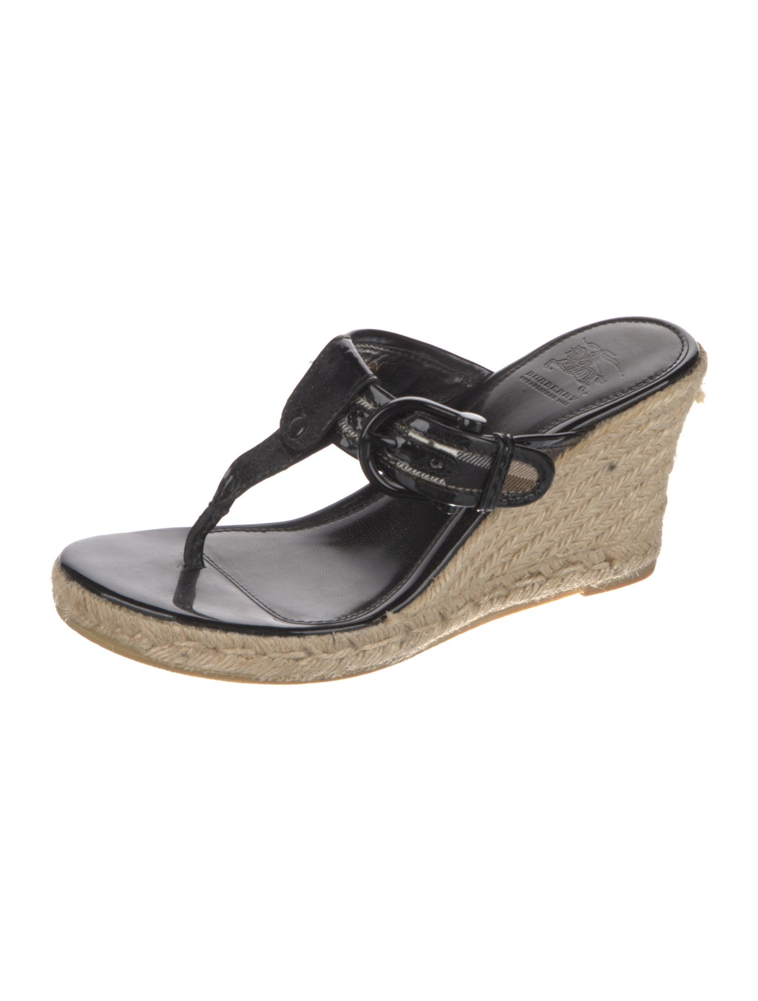 Burberry Prorsum Nova Check Pattern Patent Leather Espadrilles