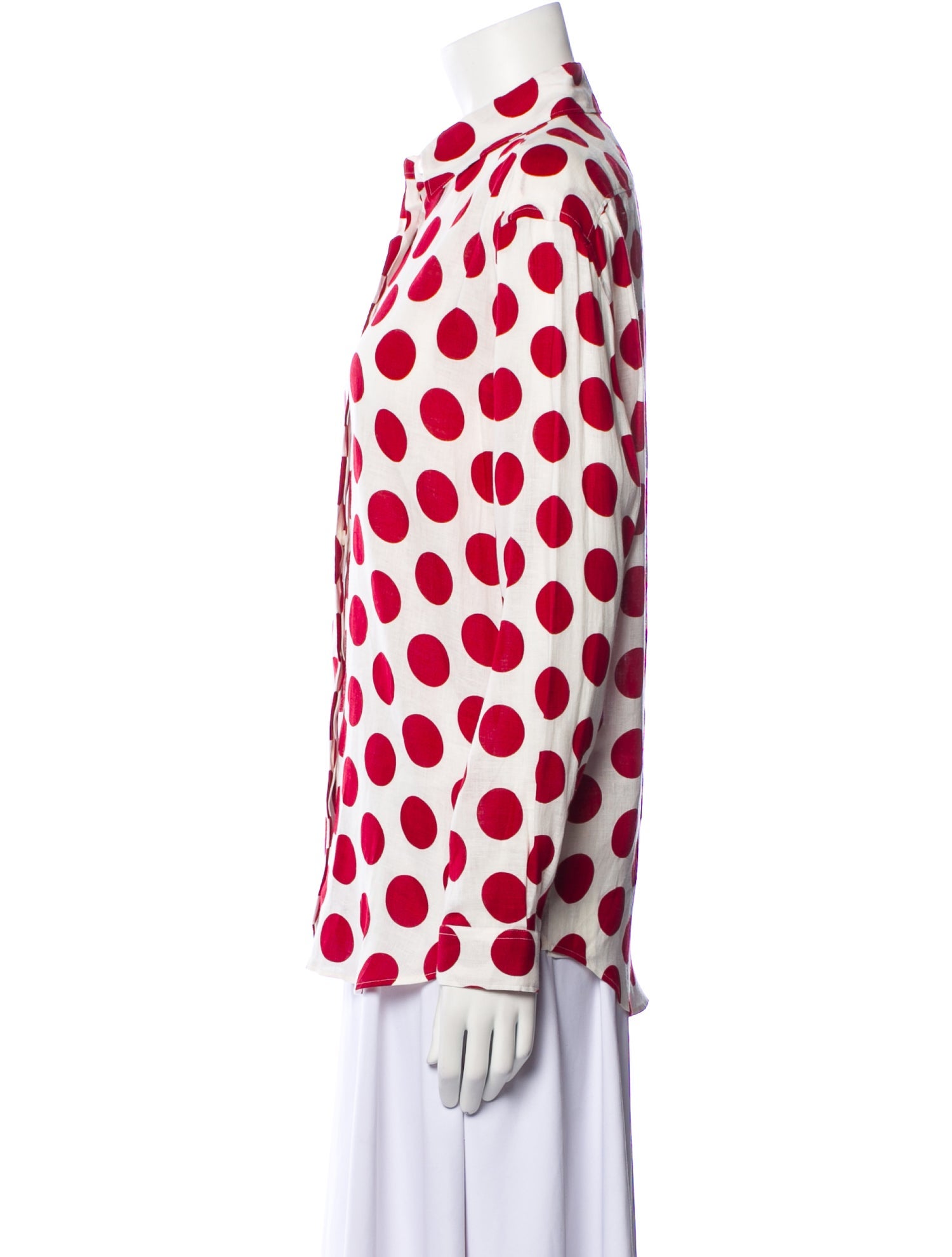 Burberry Prorsum Linen Polka Dot Print Button-Up Top w/ Tags
