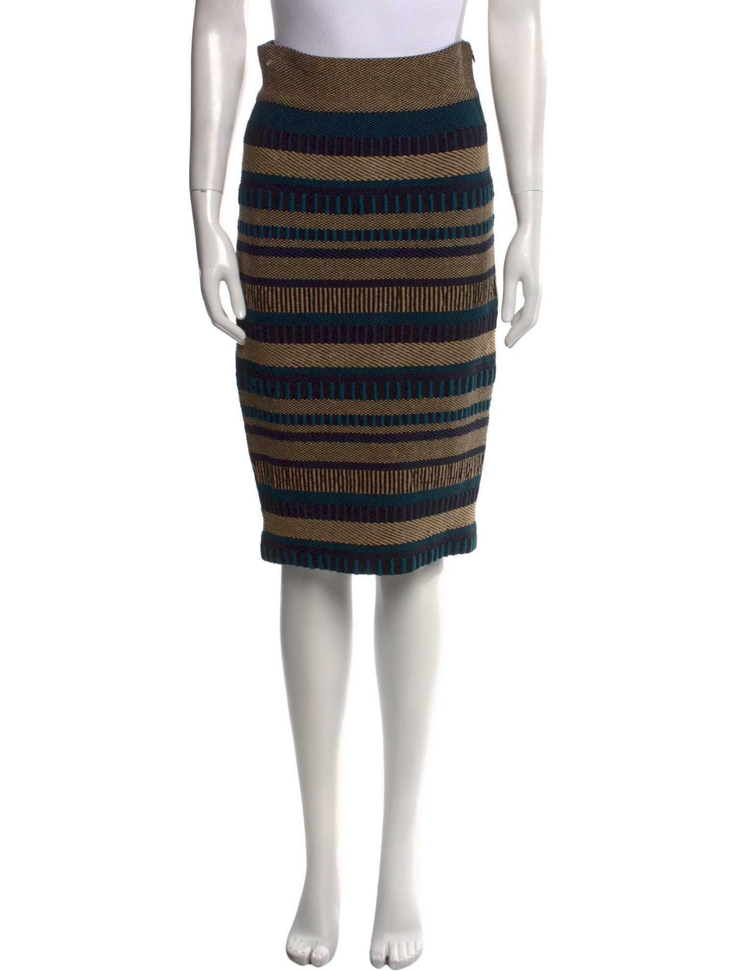 Burberry Prorsum Striped Knee-Length Skirt