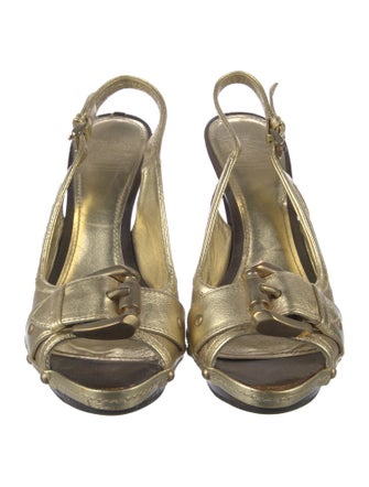 Burberry Prorsum Nova Check Pattern Leather Slingback Sandals