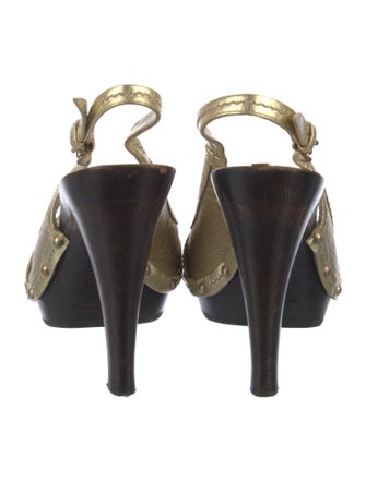 Burberry Prorsum Nova Check Pattern Leather Slingback Sandals