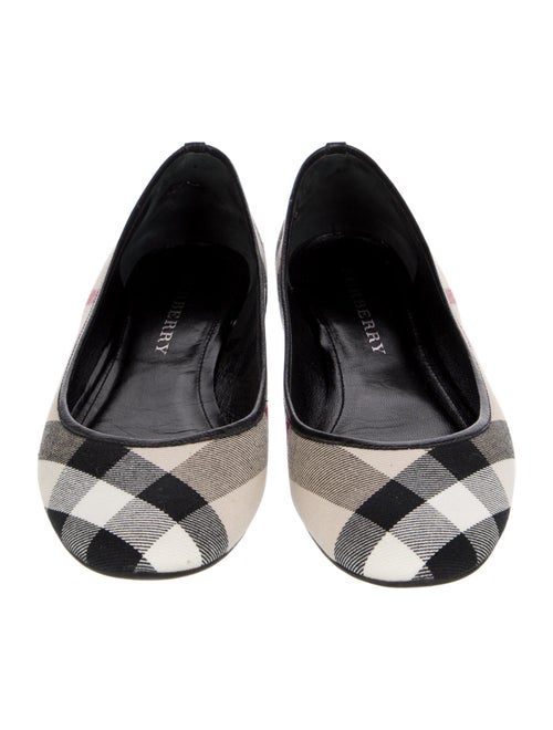 Burberry Prorsum Nova Check Pattern Leather Trim Embellishment Ballet Flats