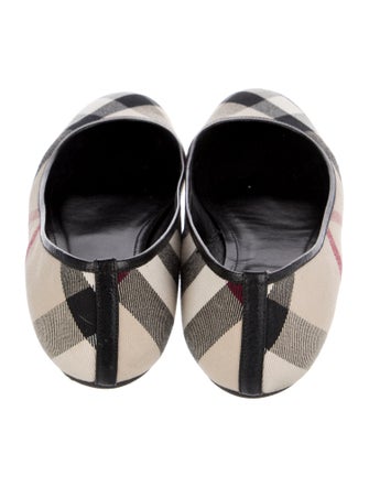 Burberry Prorsum Nova Check Pattern Leather Trim Embellishment Ballet Flats