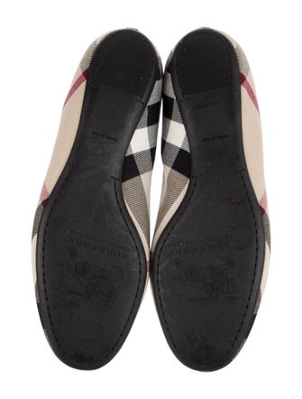 Burberry Prorsum Nova Check Pattern Leather Trim Embellishment Ballet Flats