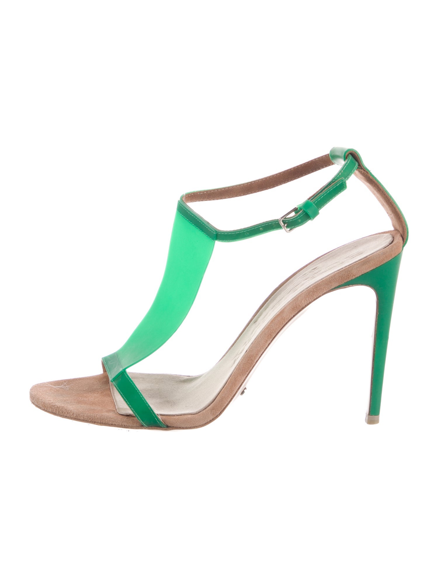 Burberry Prorsum Rubber Colorblock Pattern T-Strap Sandals