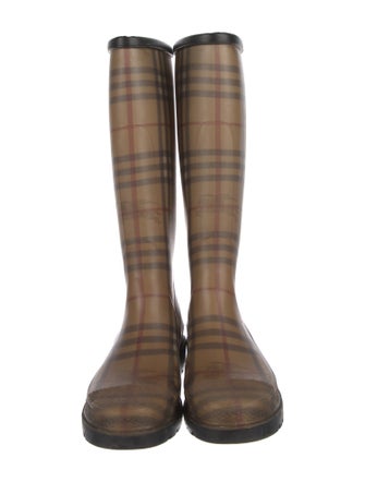 Burberry Prorsum Rubber Plaid Print Rain Boots