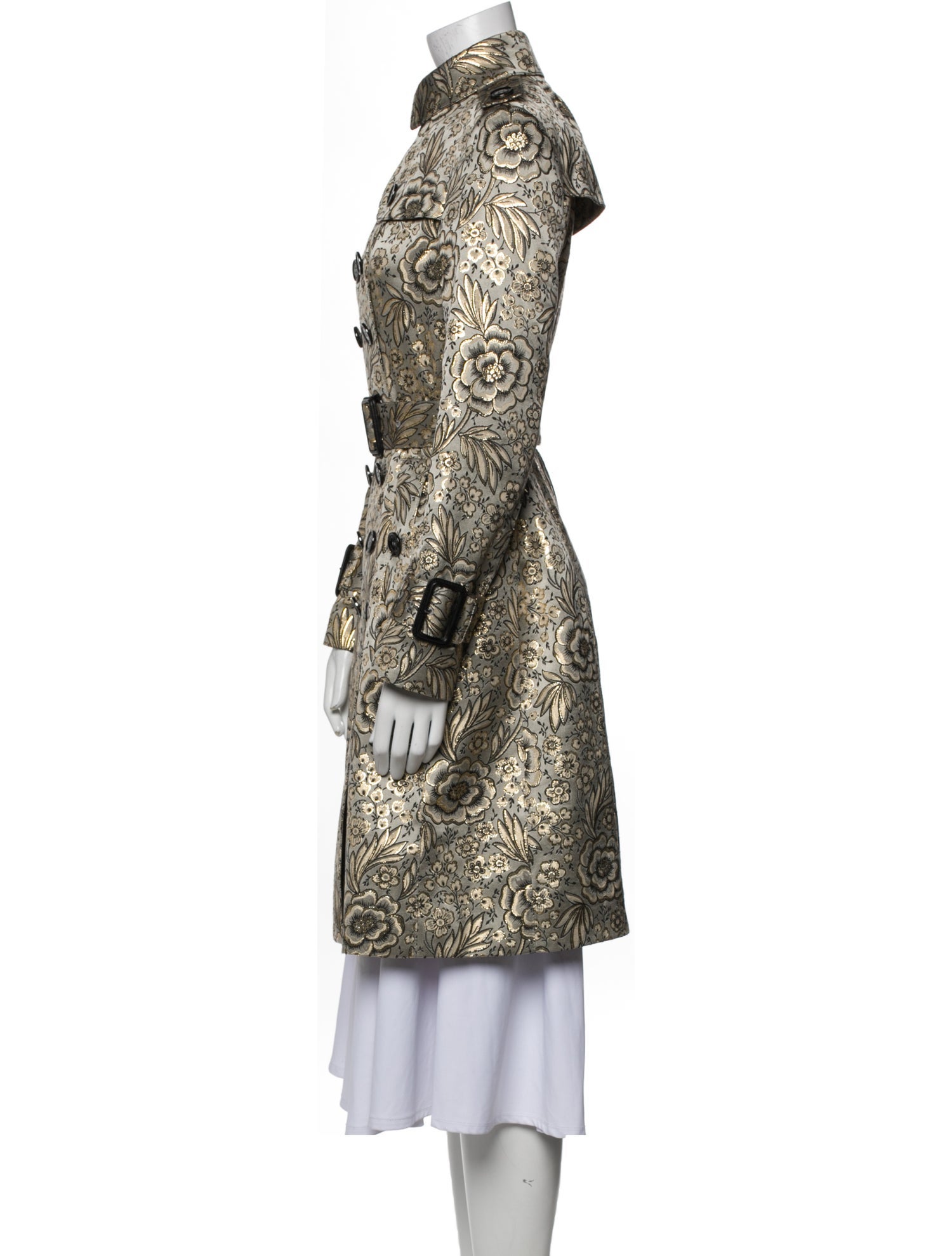 Burberry Prorsum Silk Floral Print Trench Coat