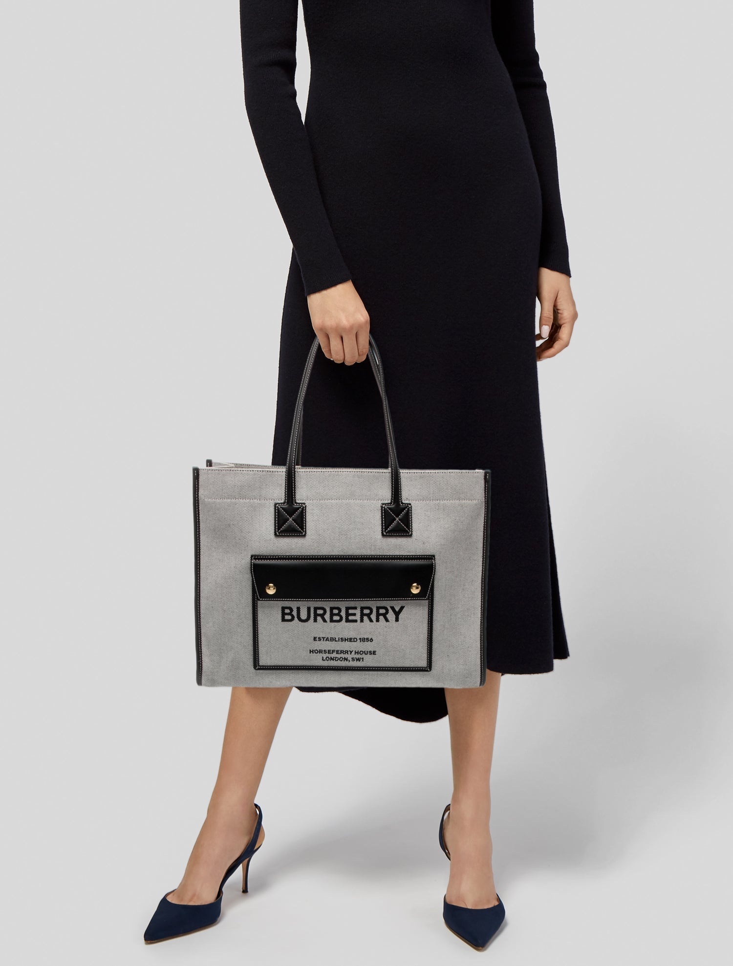 Burberry Canvas Toile Freya Shoulder Bag Medium