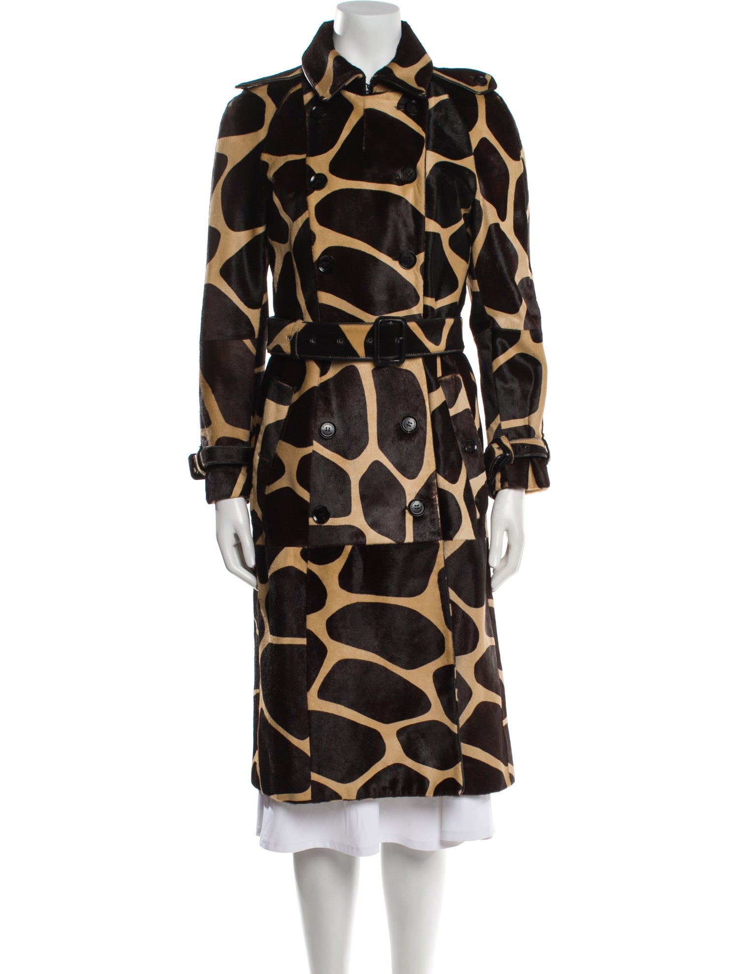 Burberry Prorsum Leather Animal Print Trench Coat