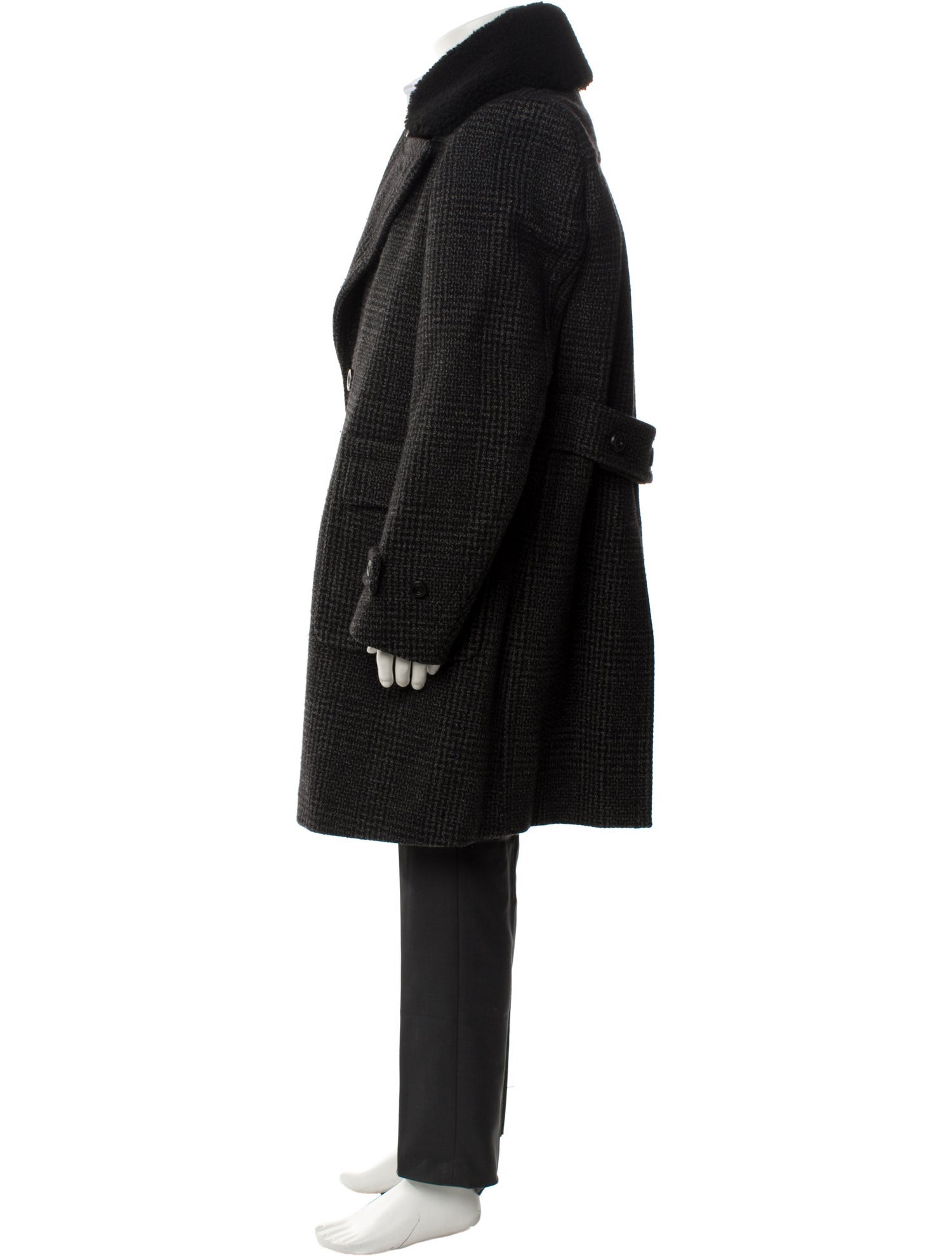 Burberry Prorsum Virgin Wool Houndstooth Print Overcoat