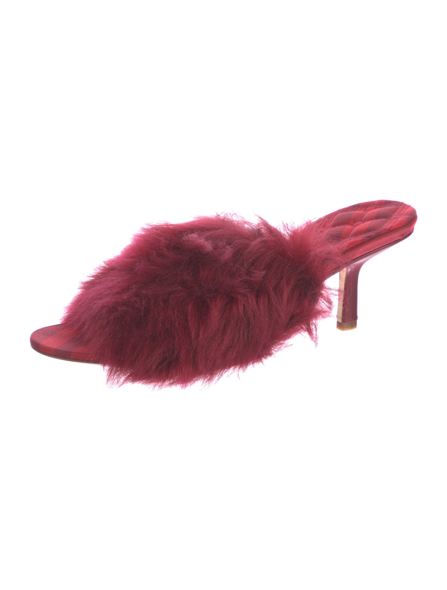 Burberry Shearling Leather Trim Embellishment Slides