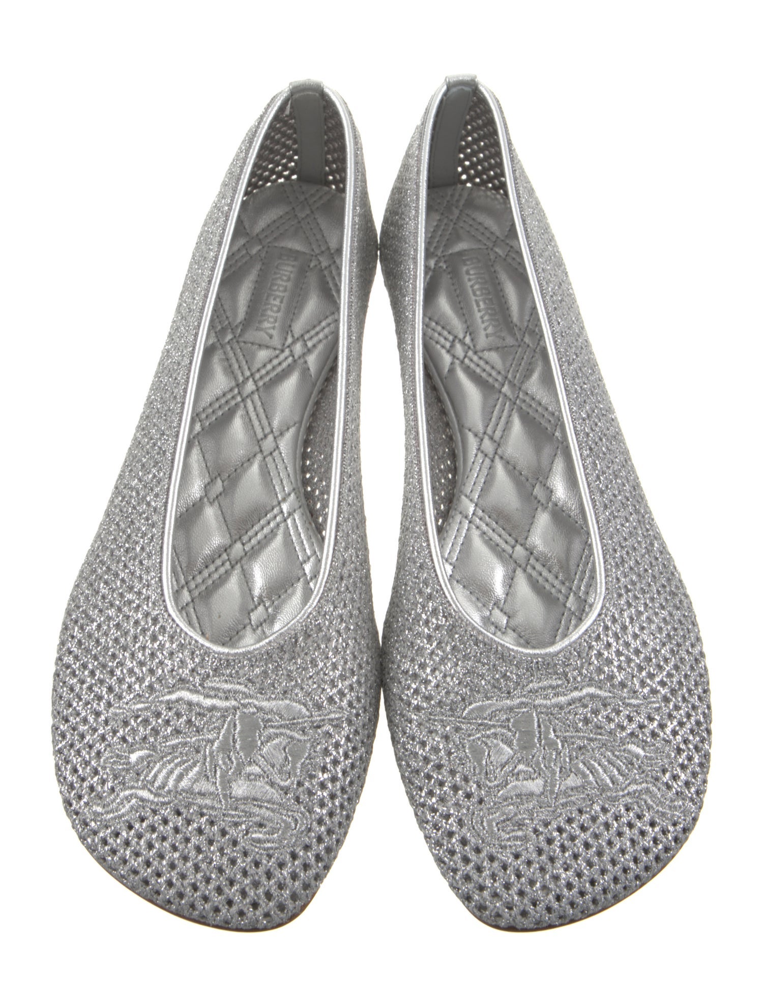 Burberry Leather Glitter Accents Flats