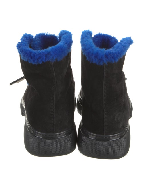 Burberry Suede Colorblock Pattern Lace-Up Boots