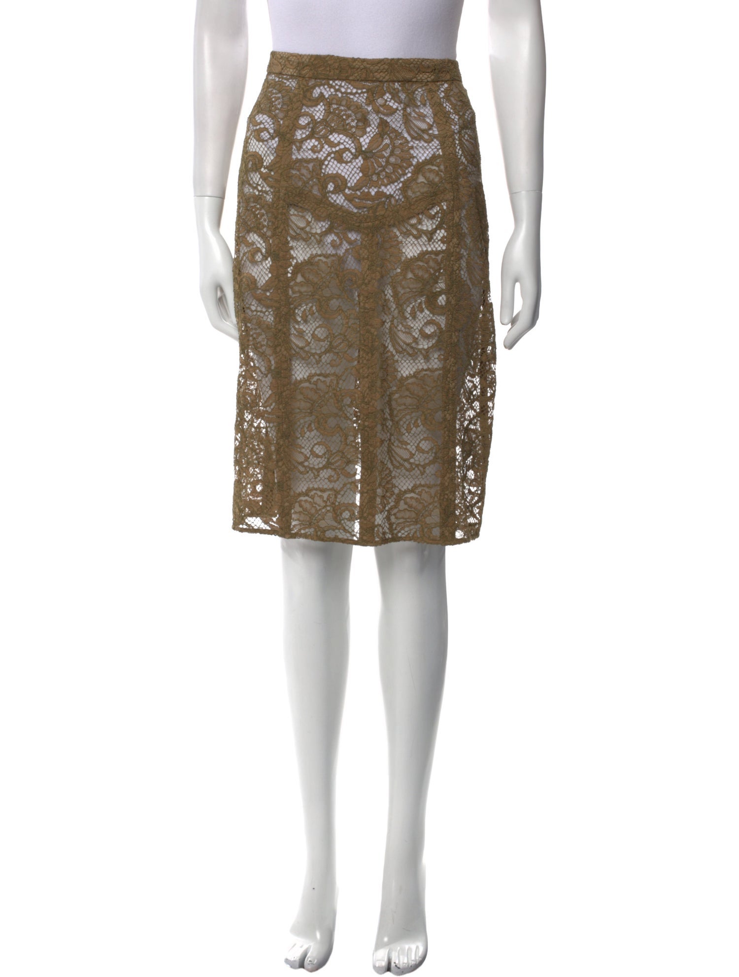 Burberry Prorsum Lace Pattern Knee-Length Skirt