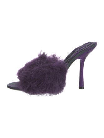 Burberry Canvas Faux Fur Trim Slides