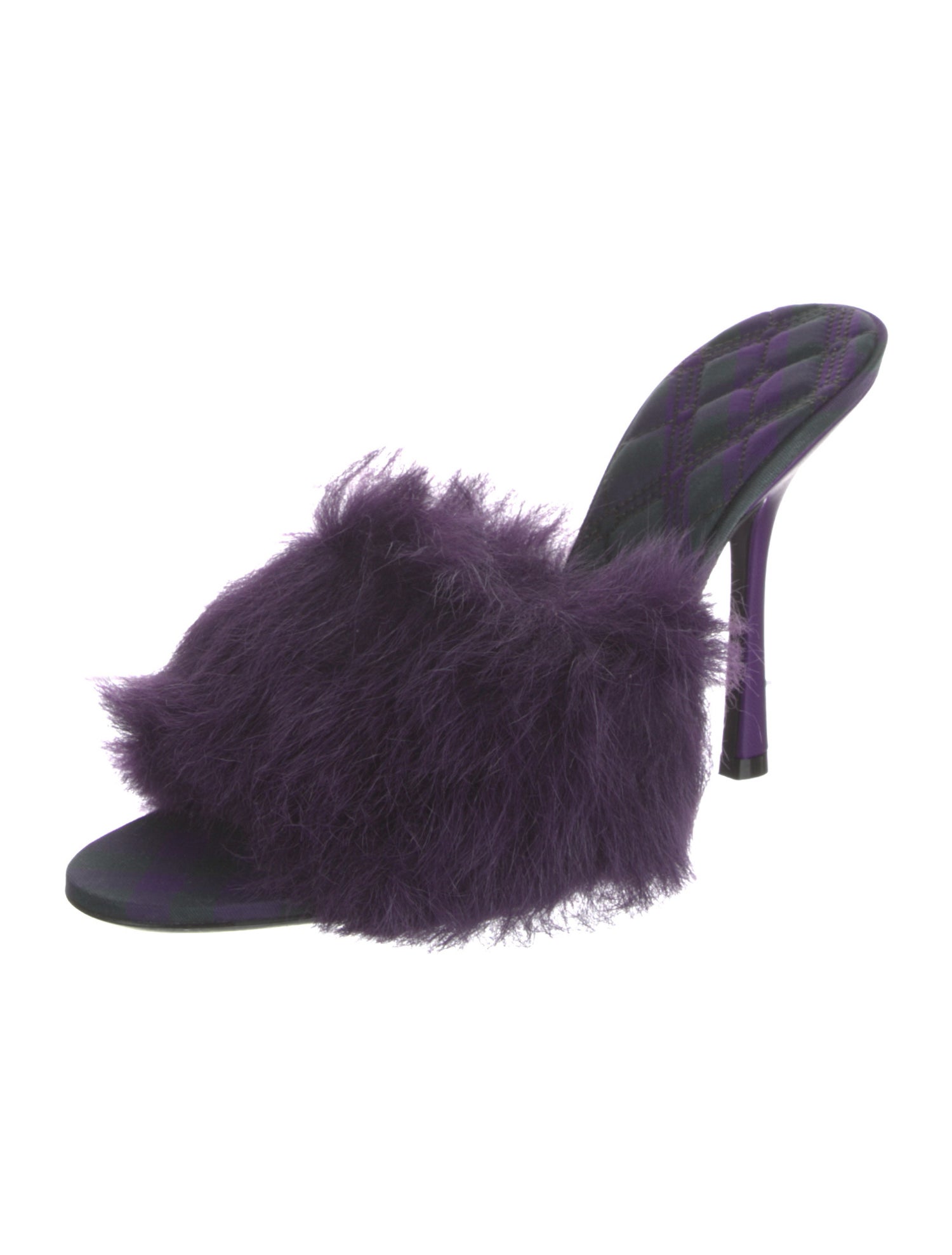 Burberry Canvas Faux Fur Trim Slides