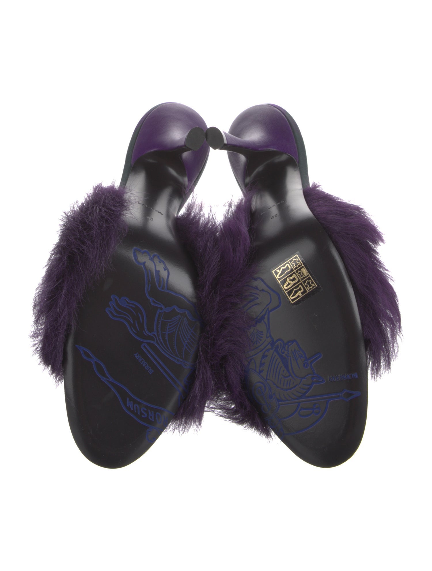 Burberry Canvas Faux Fur Trim Slides