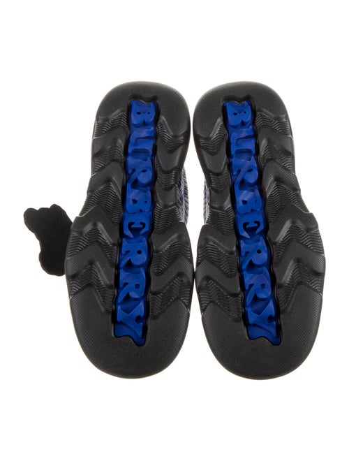 Burberry Leather Plaid Print Lace-Up Boots