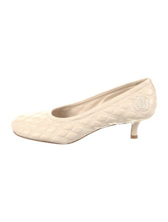 Burberry Leather Embroidered Accent Pumps