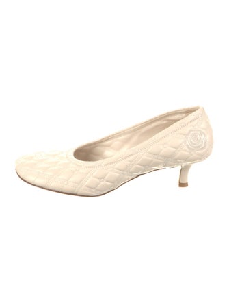 Burberry Leather Embroidered Accent Pumps