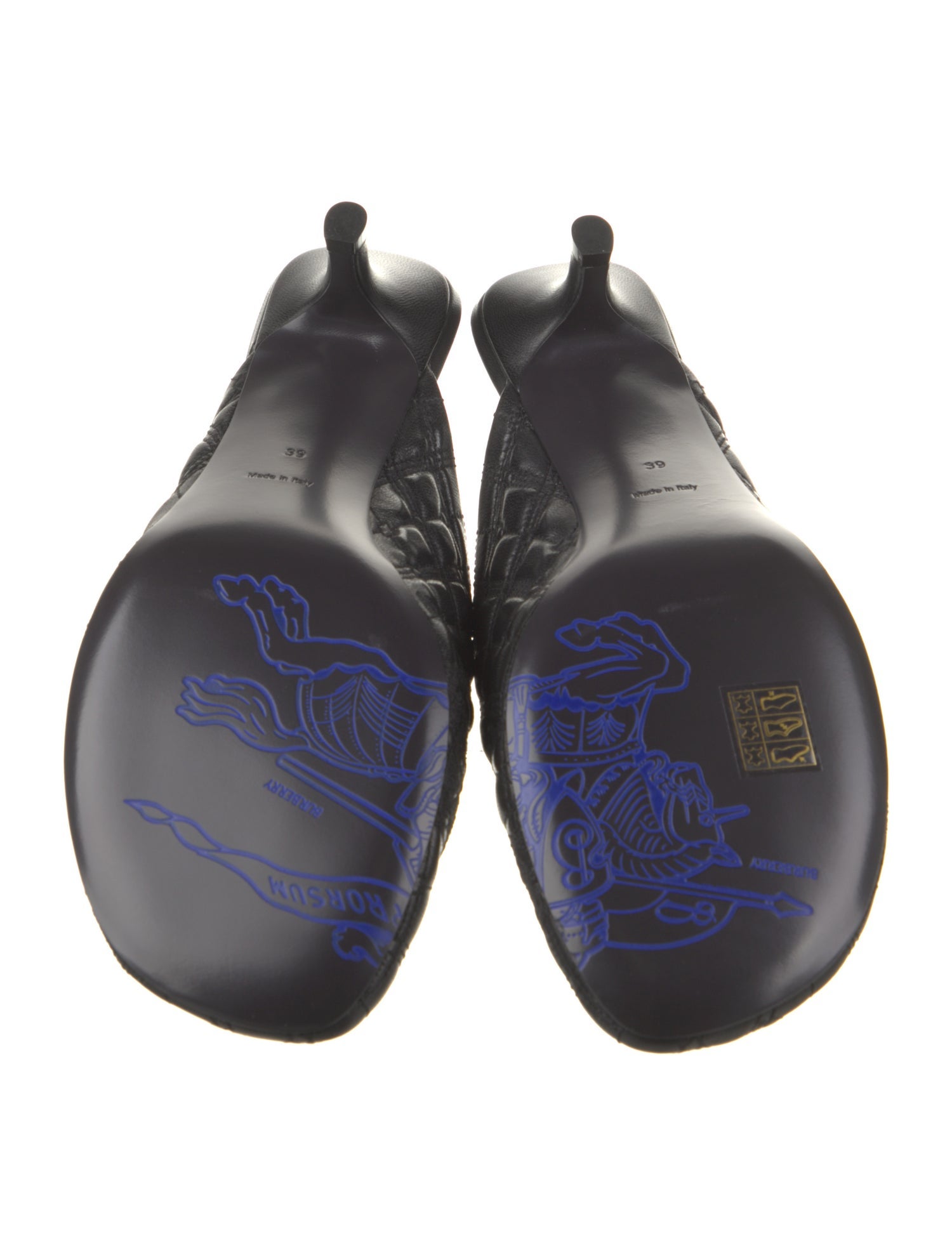 Burberry Leather Embroidered Accent Mules