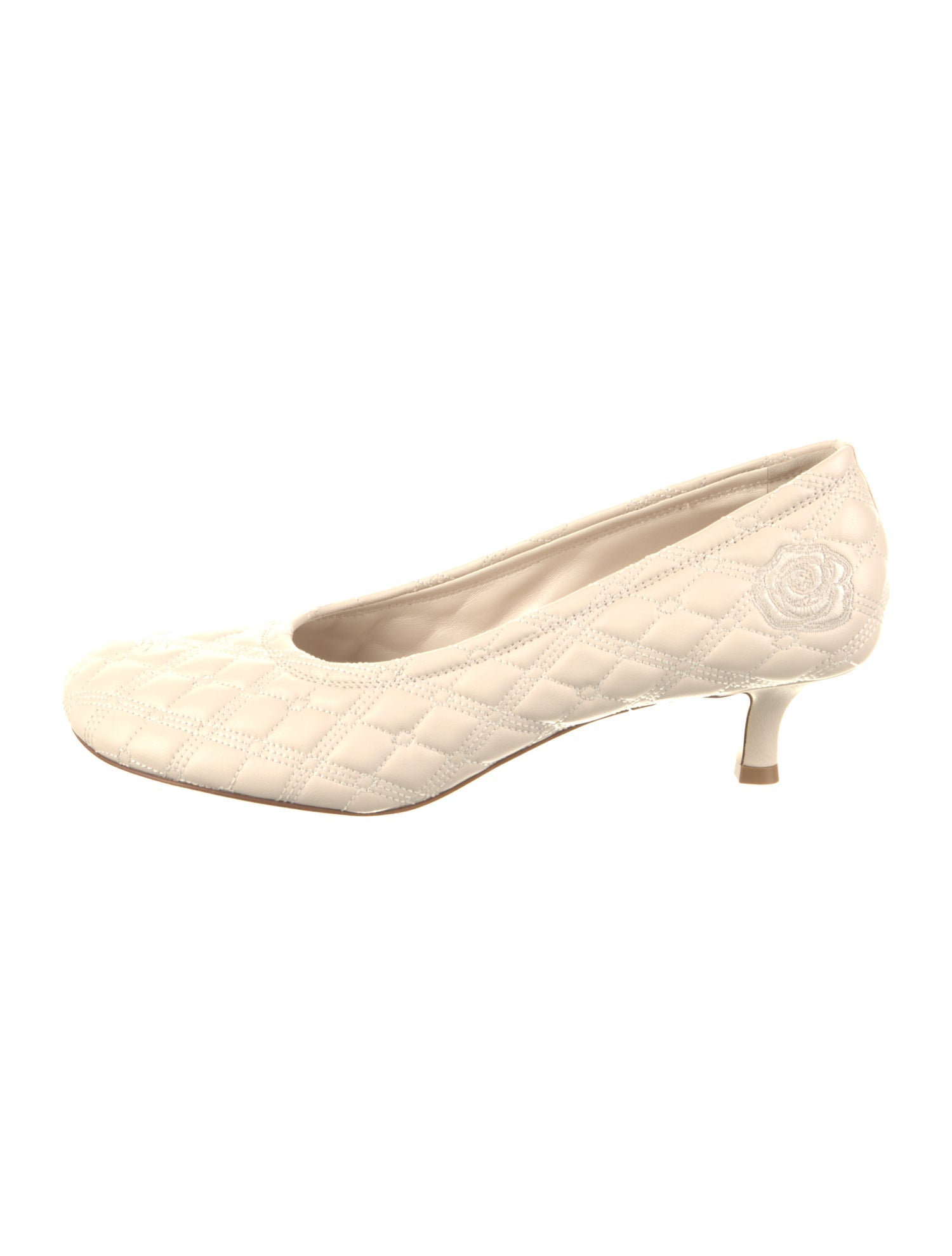 Burberry Leather Embroidered Accent Pumps