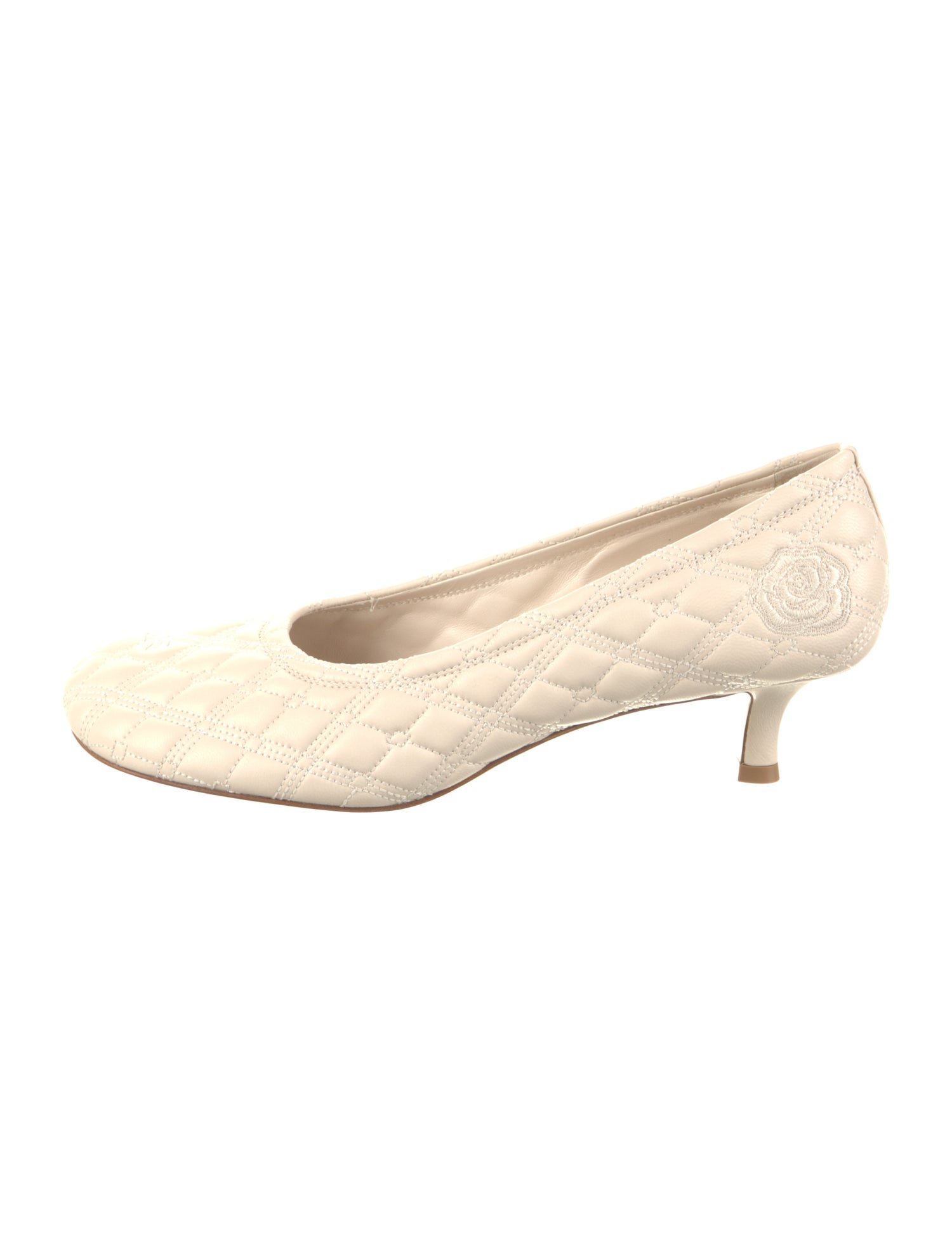 Burberry Leather Embroidered Accent Pumps