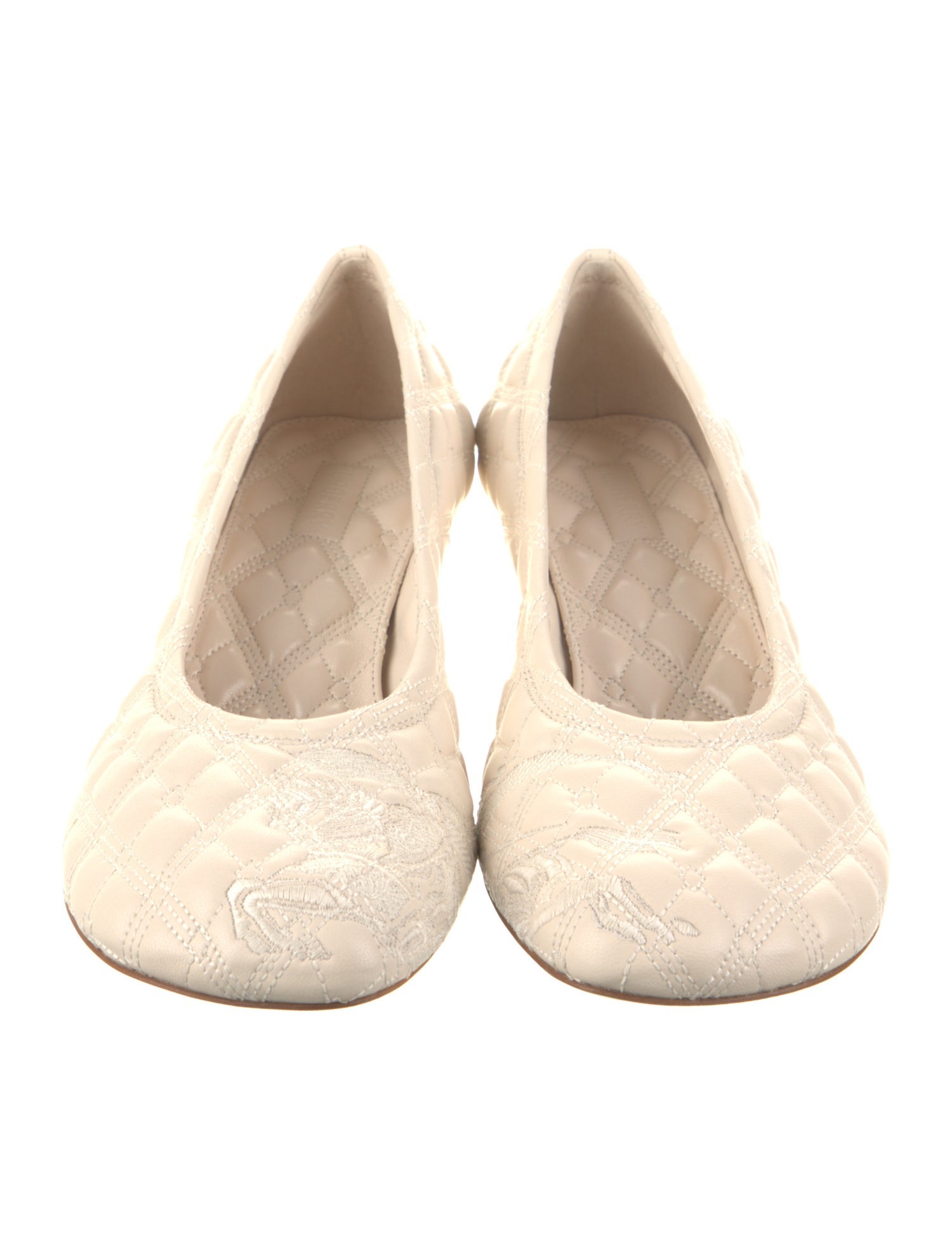 Burberry Leather Embroidered Accent Pumps