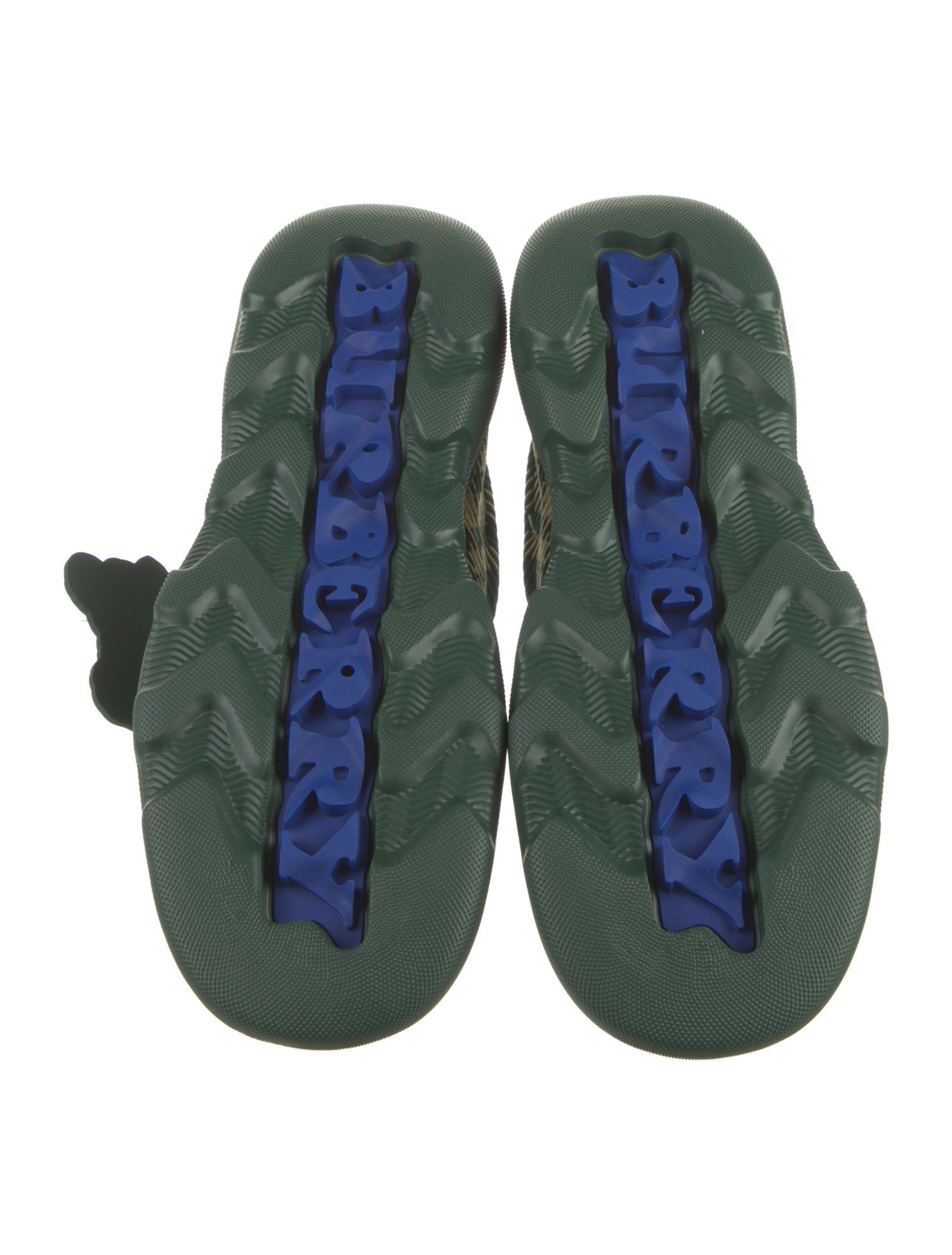 Burberry Leather Plaid Print Lace-Up Boots