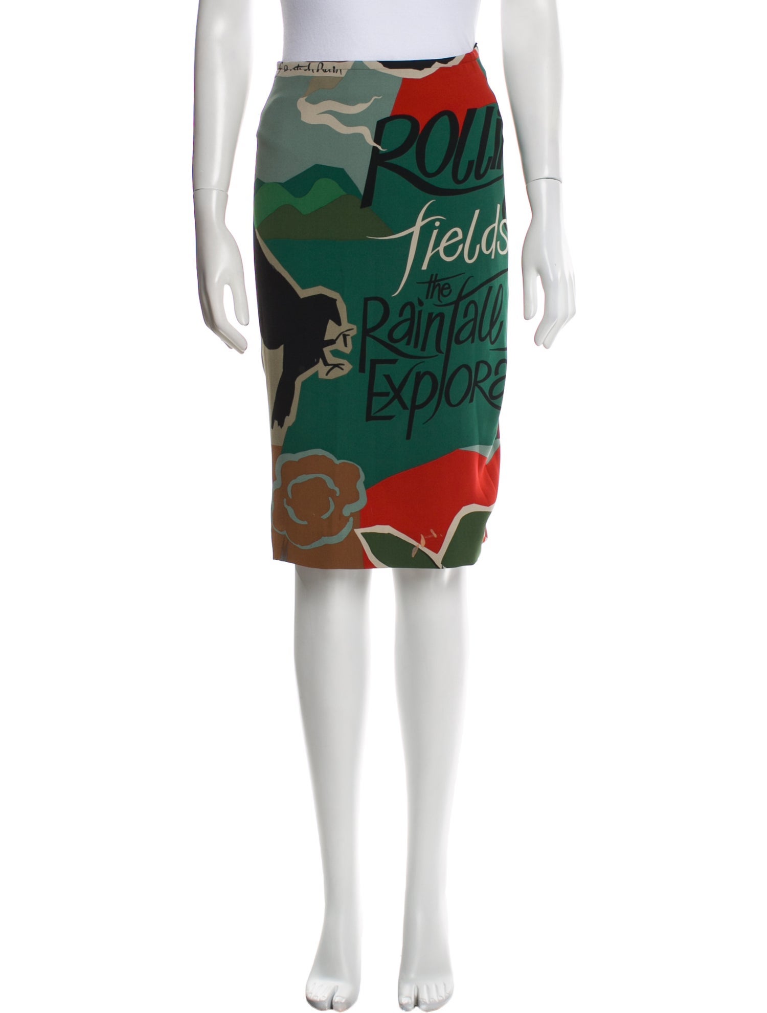 Burberry Prorsum Silk Knee-Length Skirt