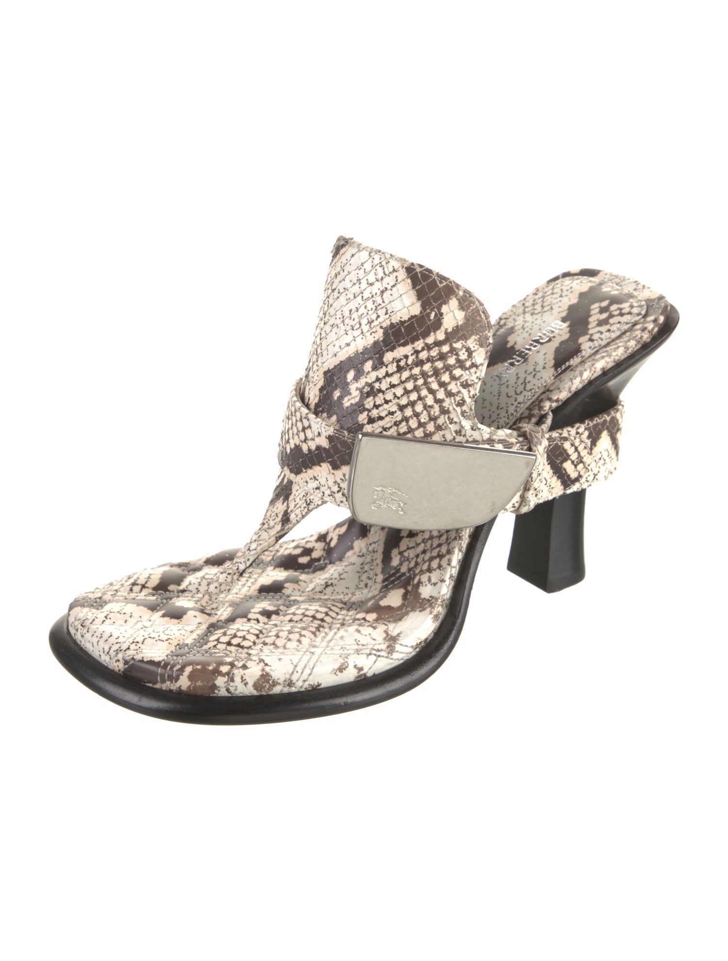 Burberry Embossed Leather Animal Print Slides