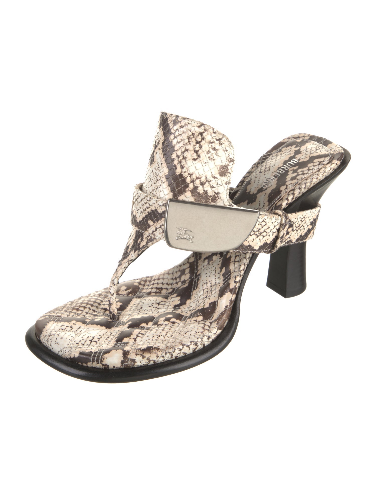 Burberry Embossed Leather Animal Print Slides