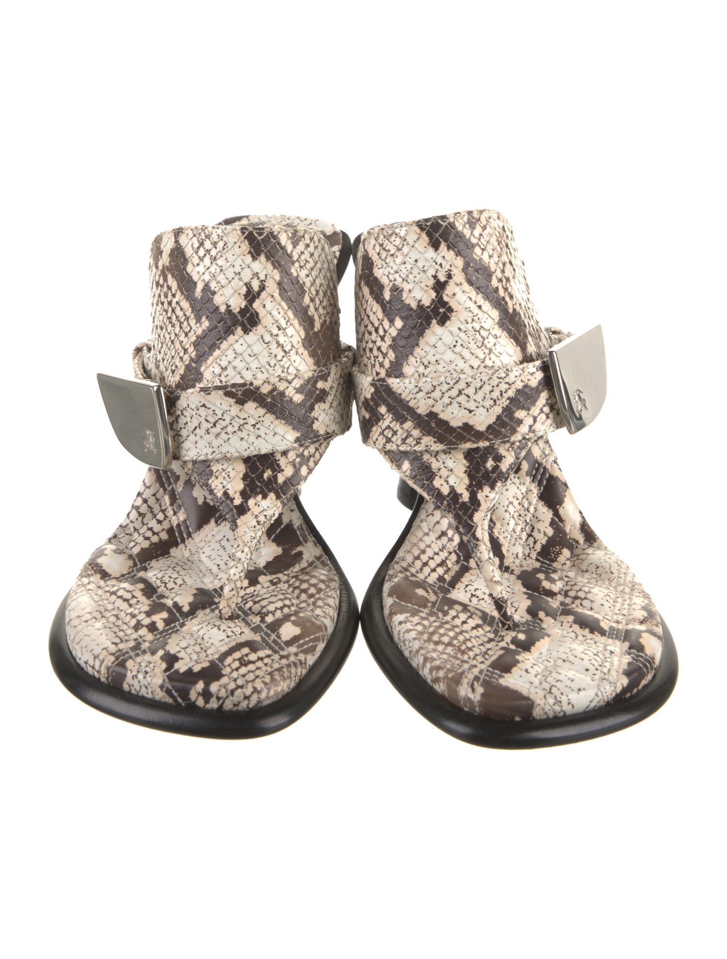 Burberry Embossed Leather Animal Print Slides