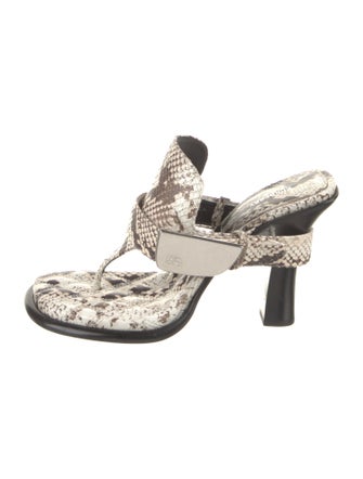 Burberry Embossed Leather Animal Print Slingback Sandals