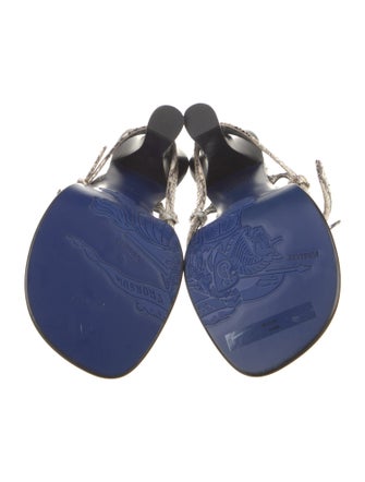 Burberry Embossed Leather Animal Print Slingback Sandals