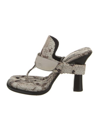 Burberry Prorsum Snakeskin Animal Print T-Strap Sandals