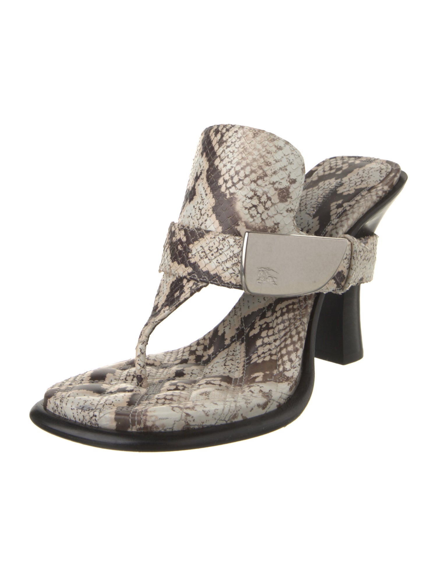 Burberry Prorsum Snakeskin Animal Print T-Strap Sandals