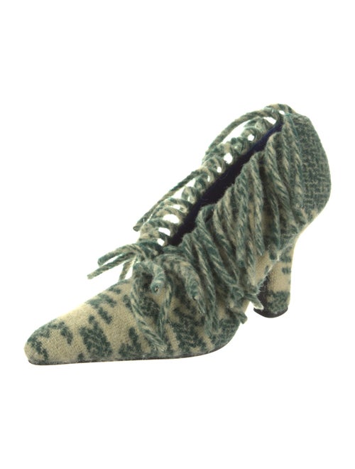 Burberry Prorsum Animal Print Fringe Trim Accent Pumps
