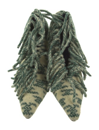 Burberry Prorsum Animal Print Fringe Trim Accent Pumps