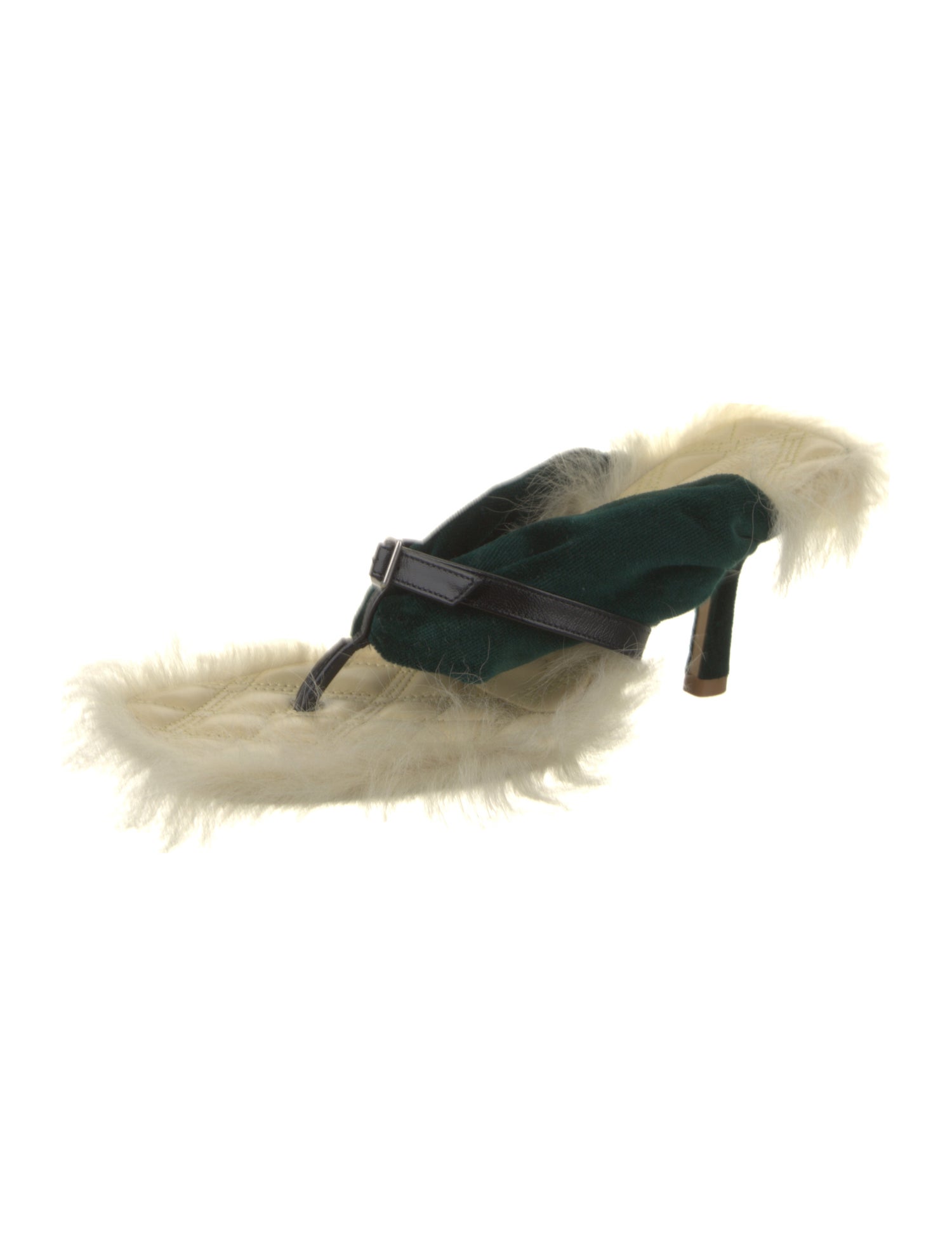 Burberry Velvet Faux Fur Trim Slides